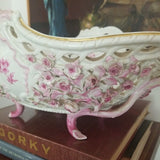 Antique Meissen Large Centerpiece Basket Pink