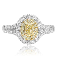 18K Gold Yellow Diamond Ring 1.06 TCW with 0.36 Carat Oval Size 6.5 - Diamonds Sapphires Rubies Emeralds