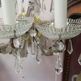 5 Light Bronze And Crystal Czechoslovakia Sconce Pair