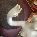 Museum Quality Antique Marble Sculpture Young Girl Topless Signed