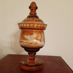 100 Years Old Amber Bohemian Glass Covered Goblet