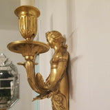 Nude Antique French Pair Gilt Bronze Sconces