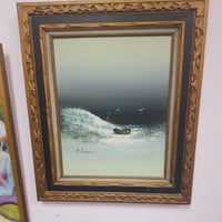 Signed Framed Antique Oil On Canvas Painting