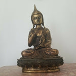 Antique Asian Sculpture Deity Patinated Signed