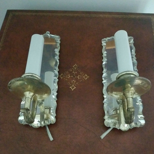 A Pair of Vintage Venetian Beveled Mirrorred Sconces