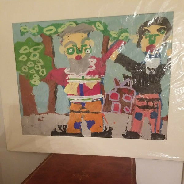 Vintage Primitive Folk Art Painting Signed