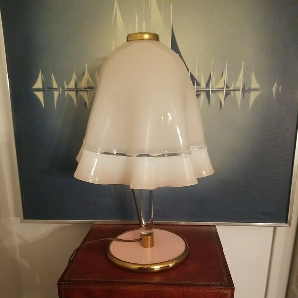Mid century Modern Designer Venetian Handkerchief Lamp Pink
