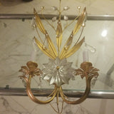 French Rock Crystal Gilt Pair Of Large Sconces