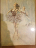 Pair of Pal Fried Framed Ballerina Paintings with mixed media - Diamonds Sapphires Rubies Emeralds
