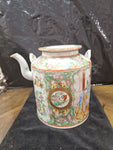Antique Chinese Teapot Porcelain 6.5" Tall X 6" Diameter