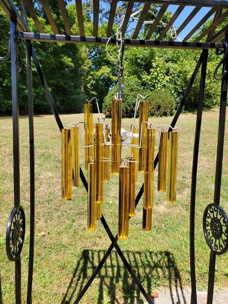 Vintage mid century modern crystal amber chandelier