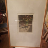 mid century Modern signed color lithograph with tulips by Howard Kanovitz