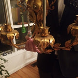 Pair Of Vintage Hollywood Regency Mid Century Modern Large Gilt Sconces