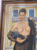 Large Framed Artwork Of A Very Attractive Topless Woman