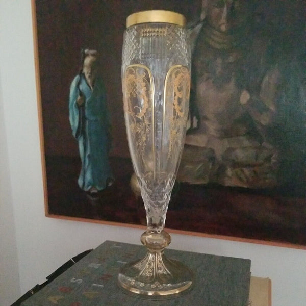 Antique Baccarat Moser Crystal Gold Vase