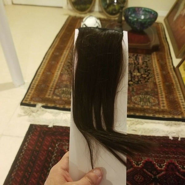 Dark Brown 10" Piece Hairpad Hairpiece 100% Remy Human Hair Clip Side Patches