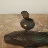 Antique Gold Inlaid Fish Orientalist Inkwell