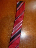 Striking 100% Silk Geoffrey Beene Fire Engine Red Tie with Black Stripes - Diamonds Sapphires Rubies Emeralds