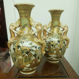 Antique Asian Porcelain Gold Painted Dragon Vases