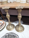 Pair Of Vintage Brass Candlesticks 13" Tall