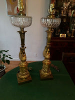 Antique French Empire Bronze Swan Lamps