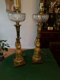 Antique French Empire Bronze Swan Lamps