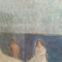 Antique WC Painting Nude By Beach Signed