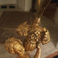 Antique Cherub Putti Cupid Bronze Lamp