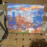 Listed Artist Painting City Scene