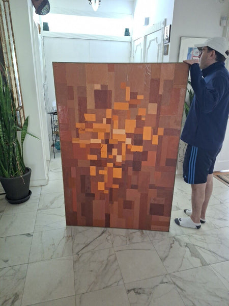 Mid Century Modern Abstract hermes colors  Painting Signed