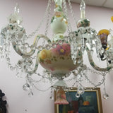 19th Century Opaline Crystal Chandelier made in France 6 lights
