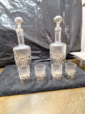 19th Century Austrian Antique Set Of Liquor Silver Bottles And Shot Glasses