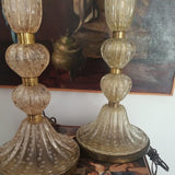Mid century Modern Pair Of Murano Venetian Lamps