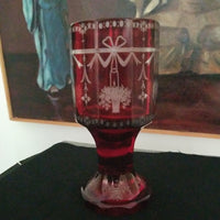 Antique Bohemian Moser Ruby Goblet