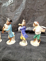 4 Antique Miniature Ceramic Figurines About 4" to 5" Tall