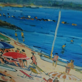 A Vintage Impressionist Beach Bikini Painting Signed