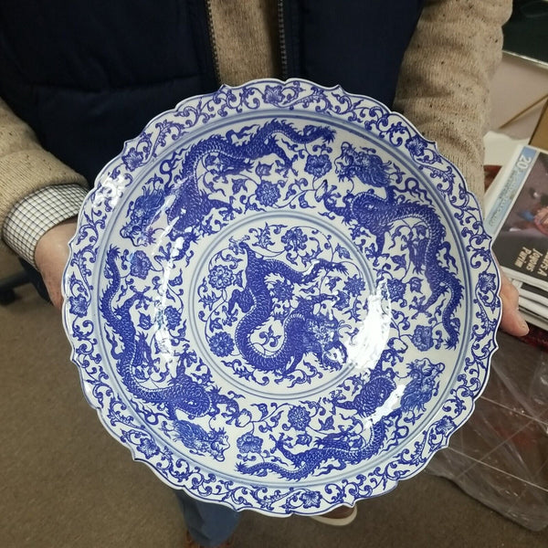 Japanese Porcelain Bowl blue and white 1950's #91408