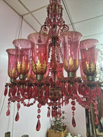 Antique Pink Osler Chandelier over 100 Years Old