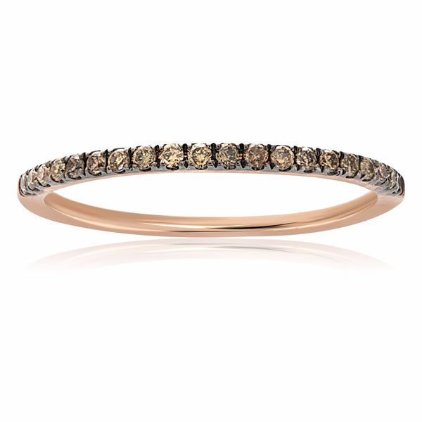 Gorgeous 14K Rose Gold with Choclatey Champagne Diamonds 0.15 Ct. Size 6.5 - Diamonds Sapphires Rubies Emeralds