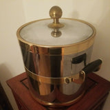 Mid Century Modern Chrome and Gold Barware Icebucket Original Liner