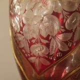 Antique Moser Bohemian Glass Gold Ruby Vase