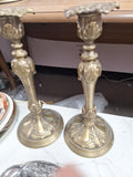 Pair Of Vintage Brass Candlesticks 13" Tall