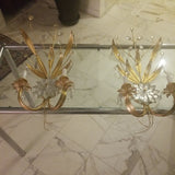 French Rock Crystal Gilt Pair Of Large Sconces