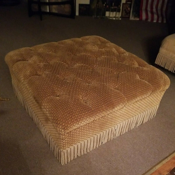 Massive Oversized Tufted Designer Fringed Ottoman