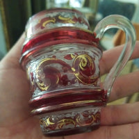 Antique Bohemian Glass Moser Ruby Mug #9508