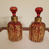 Antique Moser Heavy Gold Pair Of Perfume Bottles