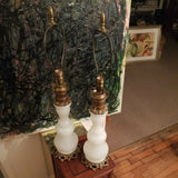 Antique Pair Of Opaline French Lamps