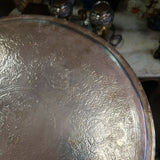 Round 84 Silver Tray Hand Worked 1950's signed