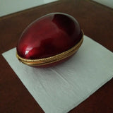 Vintage Enamel Egg Box Maroon