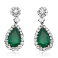 8.36 CARAT NATURAL EMERALDS & 3.43 CARAT DIAMONDS 18K EARRINGS - Diamonds Sapphires Rubies Emeralds